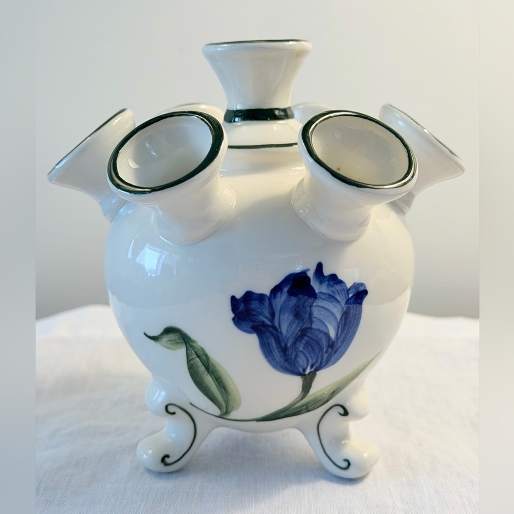 Delft Blue Hand Painted Delfleur Holland Tulipiere Vase “Luscious Seven”
